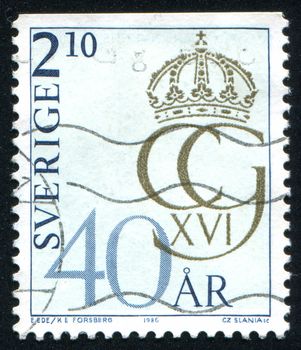SWEDEN - CIRCA 1986: stamp printed by Sweden, shows Royal Cipher, circa 1986