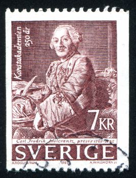 SWEDEN - CIRCA 1985: stamp printed by Sweden, shows Baron Carl Frederik Adelcrantz, by Alexander Roslin, circa 1985