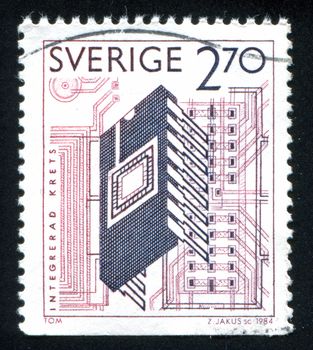 SWEDEN - CIRCA 1984: stamp printed by Sweden, shows SLIC integrated electronic circuit, circa 1984