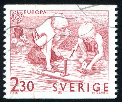SWEDEN - CIRCA 1989: stamp printed by Sweden, shows Sailing toy boats, circa 1989