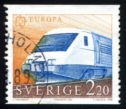 SWEDEN - CIRCA 1988: stamp printed by Sweden, shows high speed train, circa 1988