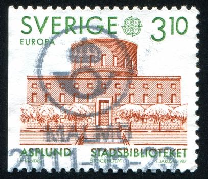 SWEDEN - CIRCA 1987: stamp printed by Sweden, shows City Library, Asplund, circa 1987