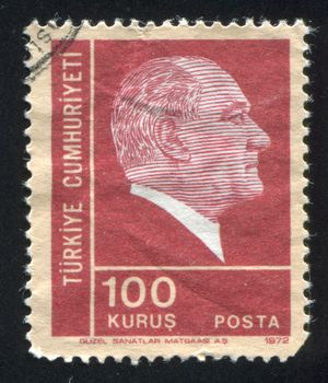 TURKEY - CIRCA 1972: stamp printed by Turkey, shows president Kemal Ataturk, circa 1972.