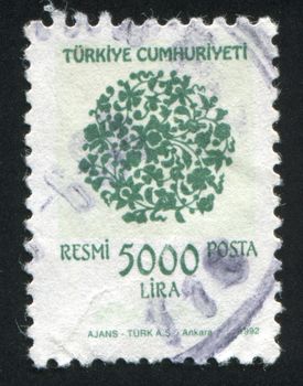 TURKEY - CIRCA 1992: stamp printed by Turkey, shows turkish pattern, circa 1992.