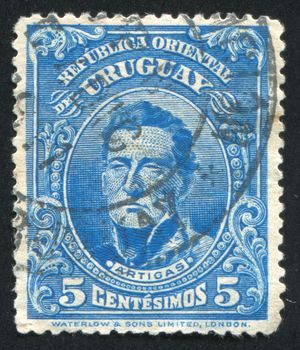 URUGUAY - CIRCA 1910: stamp printed by Uruguay, shows Jose Gervasio Artigas, circa 1910