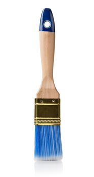 Paint brush with wooden handle isolated on white background