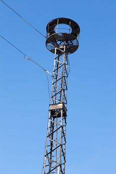 optical fiber communication tower the background of blue sky 