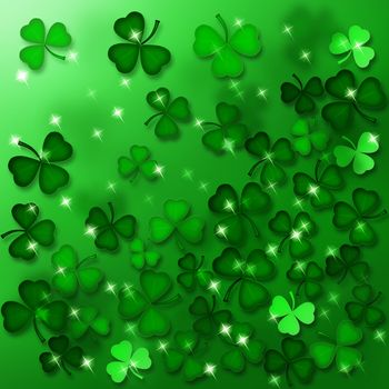 Saint Patrick Day Background With Clover and Stars