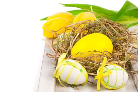 Easter eggs, on a white background