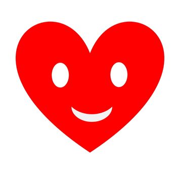 Red heart like happy smiley in white background