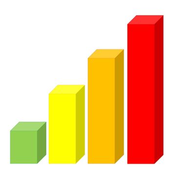 Statistic graph with colorful increasing bars in white background