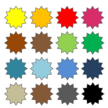 Many colorful simple blank seal emblems in white background