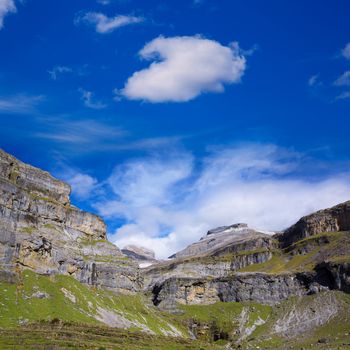 Monte Perdido and Soum Raymond at Soaso circus in Ordesa Valley Aragon Pyrenees Huesca Spain