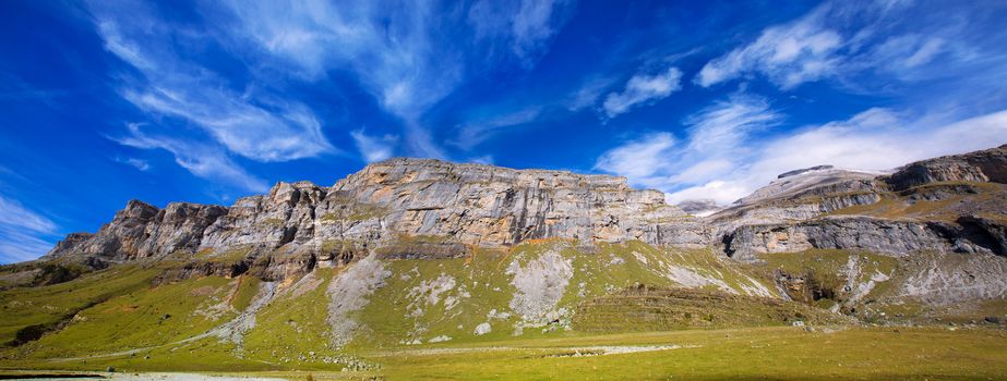 Monte Perdido and Soum Raymond at Soaso circus in Ordesa Valley Aragon Pyrenees Huesca Spain