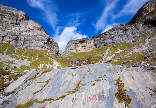 Circo de Soaso Monte Perdido in Ordesa Valley at Huesca Aragon Pyrenees spain