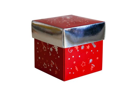 bright red gift box isolated on a white background