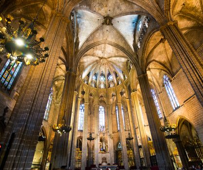 BARCELONA - JUNE 05: Cathedral of the Holy Cross and Saint Eulalia. It is the seat of the Archbishop of Barcelona and the main cathedral of Barcelona. June 05, 2013, Barcelona, Spain