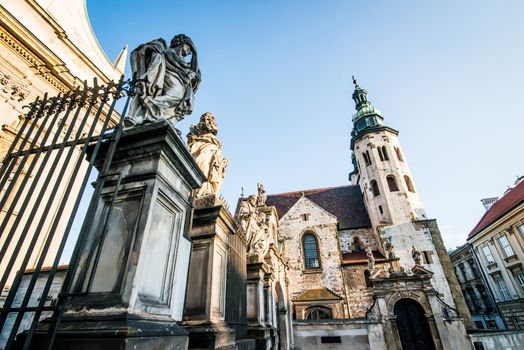 KRAKOW, POLAND - AUGUST 24: The early Baroque Church of St. Peter and St. Paul and the statues of the twelve apostles on Grodzka in the city of Krakow in Poland on 24 august 2013.