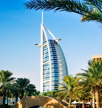 DUBAI, UNITED ARAB EMIRATES -DECEMBER 13 2013 : Burj Al Arab, One of the most famous landmark of United Arab Emirates. Picture taken on December 13, 2013 in Dubai, UAE.