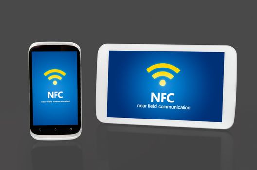 Mobile devices with NFC chip. Wireless communication and payment method