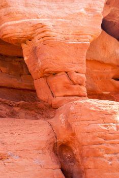 Tiki face in sandstone rocks of Valley of Fire State Park