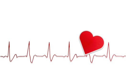 Heart and electrocardiogram :clipping path