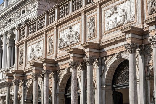 Detail of Venetian art and architecture, Venice, Italy.