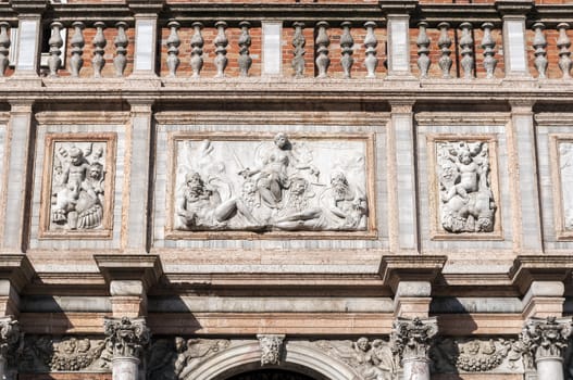 Detail of Venetian art and architecture, Venice, Italy.