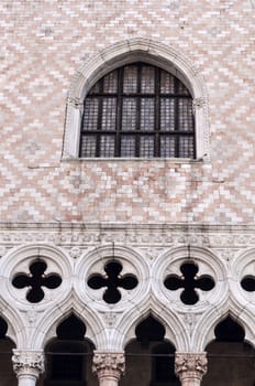 Detail of Venetian architecture, Palazzo Ducale, Venice, Italy.