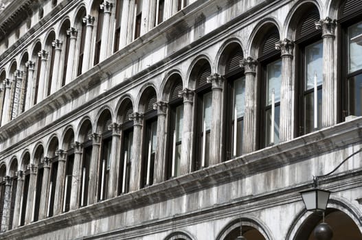 Detail of Venetian architecture, Piazza San Marco, Venice, Italy.