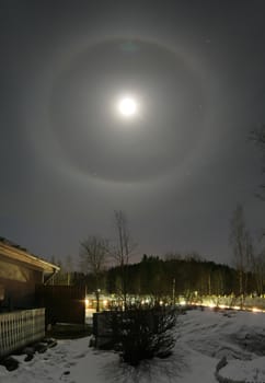 22 degree halo and moon