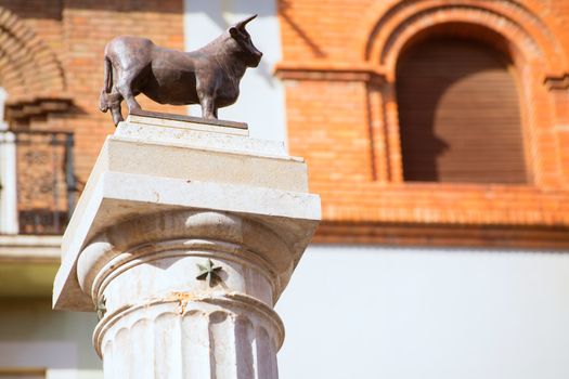 Aragon Teruel El Torico statue in Plaza Carlos Castel square at Spain