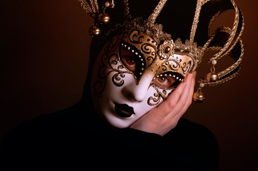 portrait of a woman with Venice mask