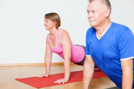 An image of some people doing yoga exercises