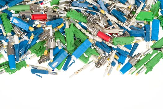 various types of fiber optic connectors with space for text