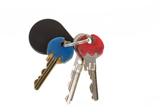 daily use home door keys on with color recognizer isolated on white