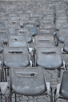 Empty grey chairs