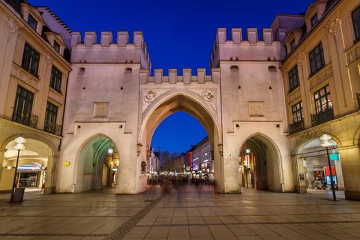 Karlstor Gate and Karlsplatz Square in the Evening, Munich, Germany