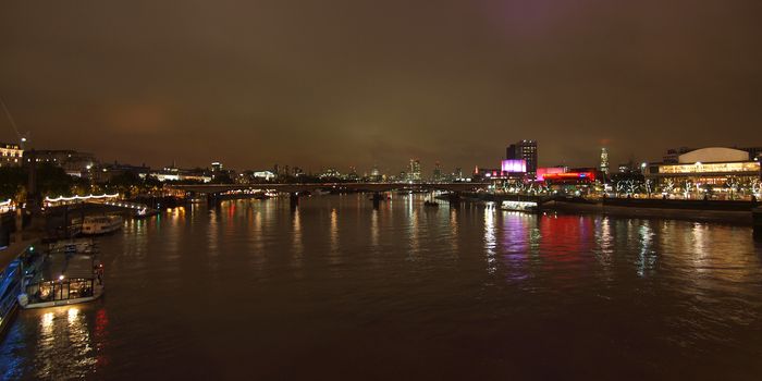 Panoramic view of Thames River London UK