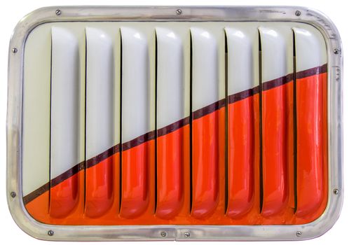 Seventies Style Orange And White Painted Air Vent On Old Bus