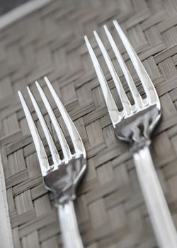 Two forks in a restaurant