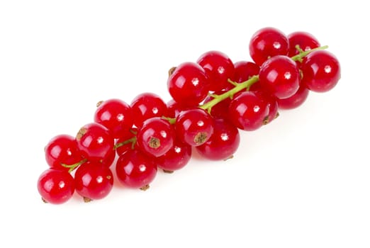 Bunch of fresh red currant berries fruit over white background