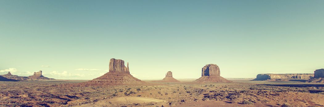 Panoramic view of Monument Valley with special photographic processing 