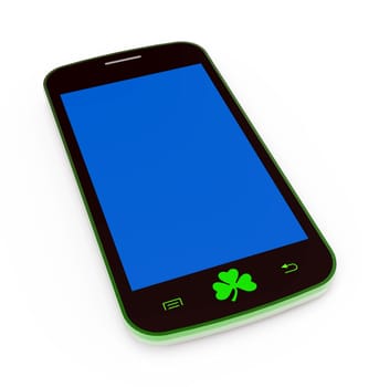 Saint Patrick mobile phone, 3D render, illustration