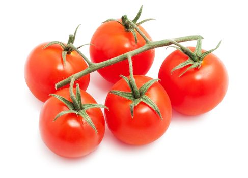 Red tasty tomatoes isolated on white background