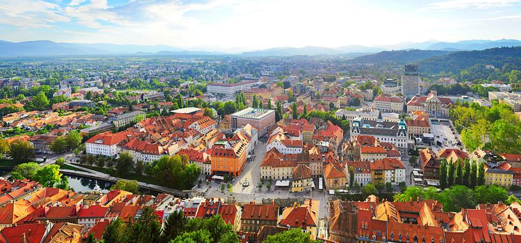 Panoramic aerial  view of Ljubljana city . Slovenia