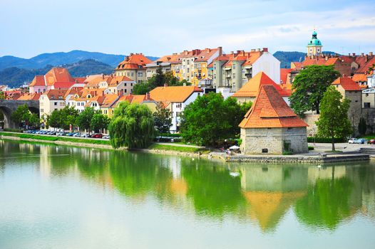 Skyline of Maribor city in the sunshine day, Slovenia