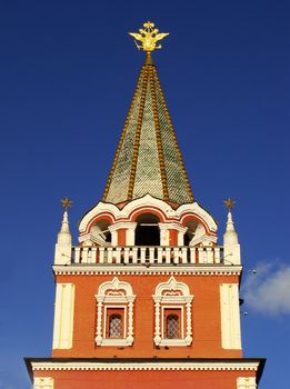 Close up of Red Square Gate Tower, Moscow, Russia