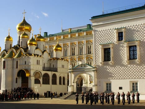 Changing of the Guards Ceremony, Cathedral Square, Moscow Kremlin Complex, Russia