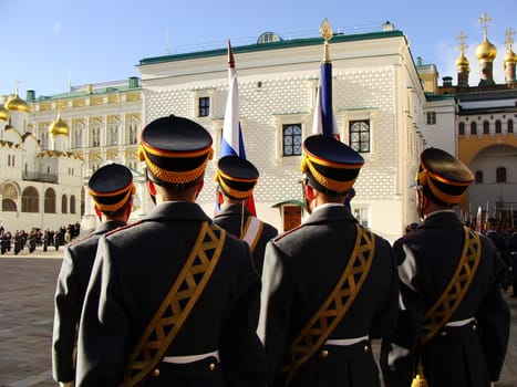 Changing of the Guards Ceremony, Cathedral Square, Moscow Kremlin Complex, Russia